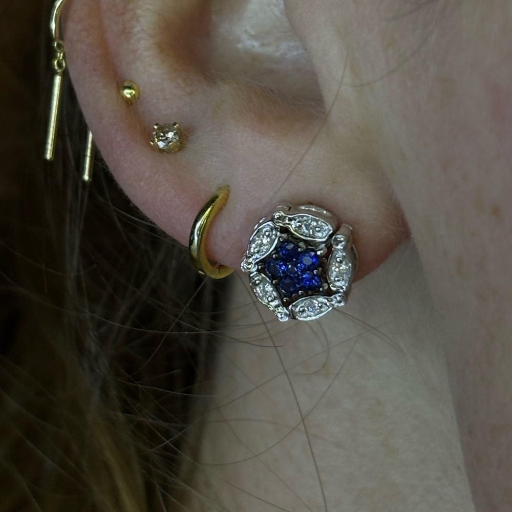 14k White Gold & Diamond Convertible Earrings